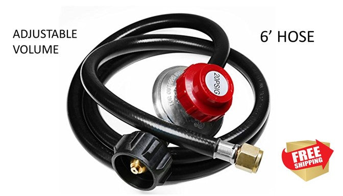 Hiland High Pressure Adjustable Regulator With 6 Foot Hose - 20 PSI