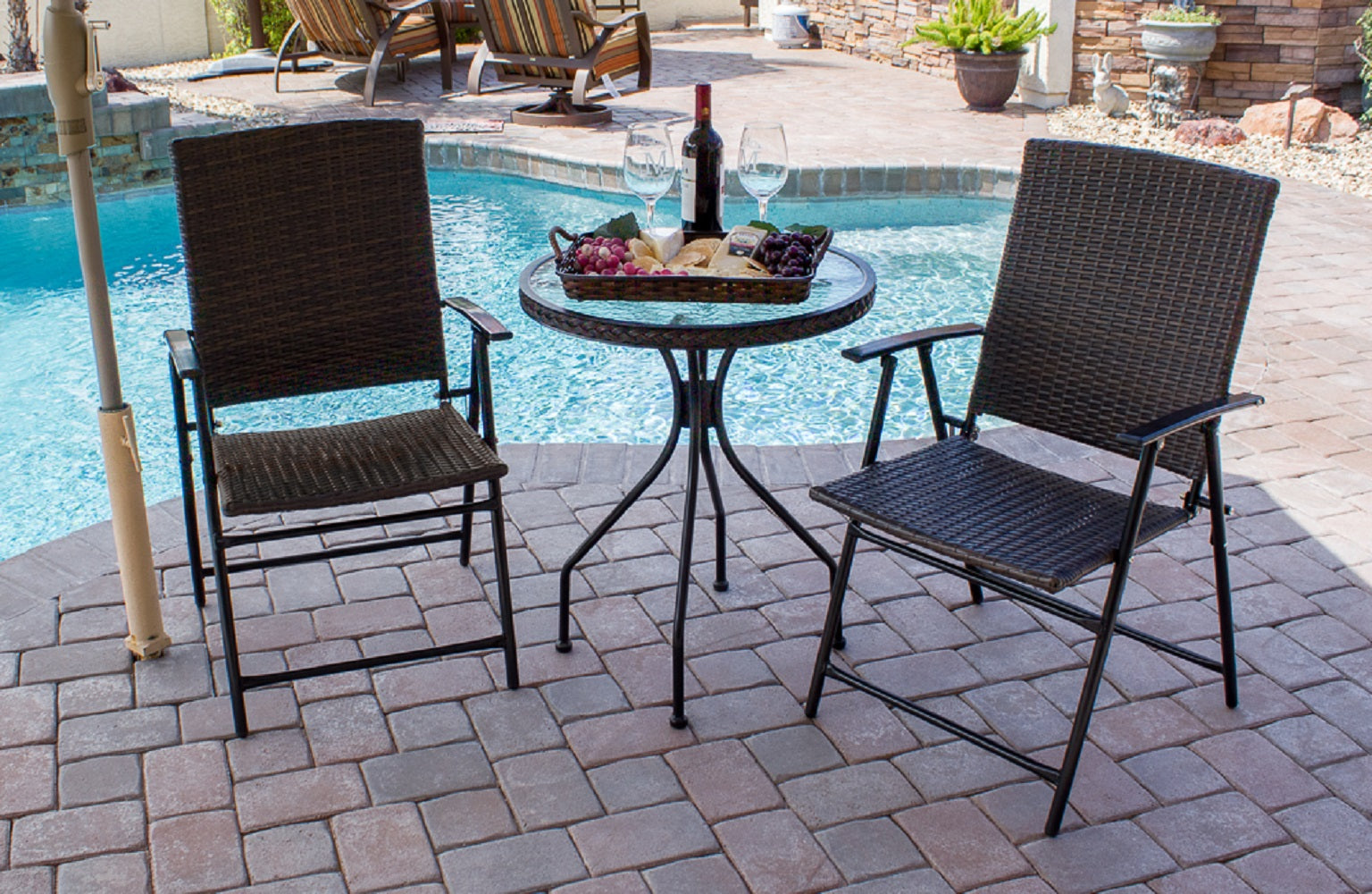 Hiland Dark Brown Wicker Patio Set