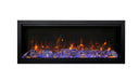 Amantii 50" Symmetry Bespoke Built-In Electric Fireplace with Wifi and Sound -SYM-50-BESPOKE- Front View With Fire Glass Violet Flame