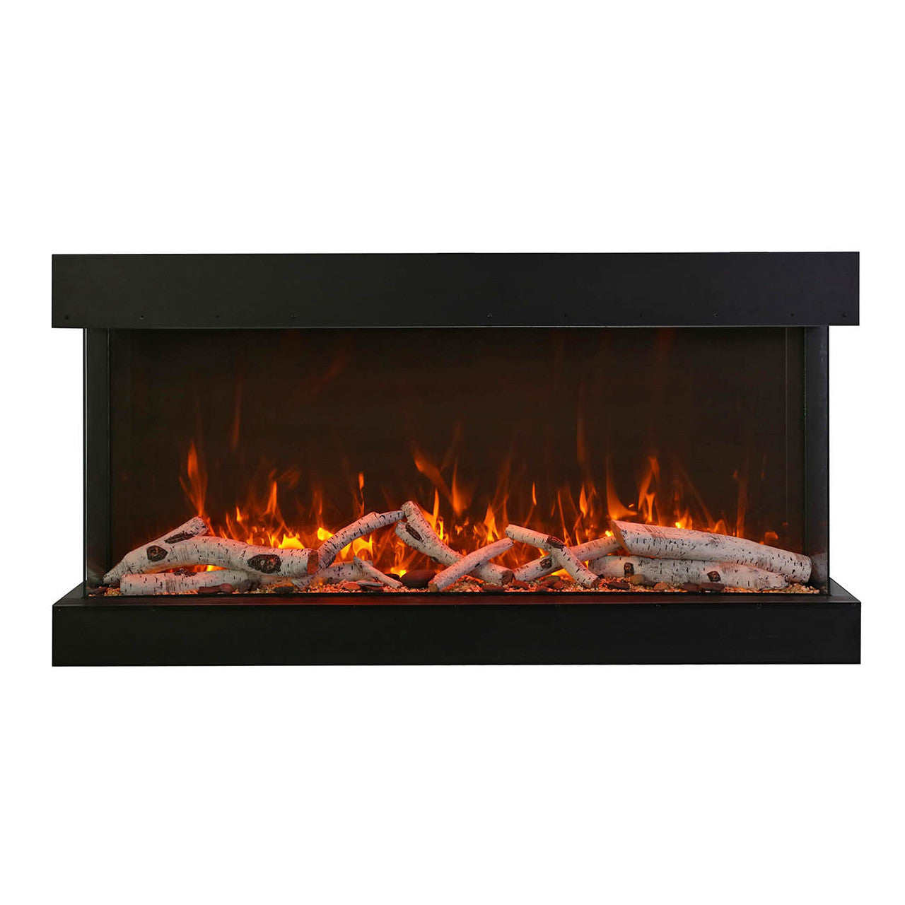 Amantii 50" Tru-View XL XT Three Sided Electric Fireplace -50-TRV-XT-XL- Front View With Logs