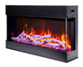 Amantii Tru-View 40" Three Sided Slim Glass Electric Fireplace -40-TRV-slim- Left View With Logs