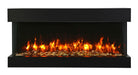 Amantii Tru-View 50" Three Sided Slim Glass Electric Fireplace -50-TRV-slim- Front View With Fire Glass Red Flame