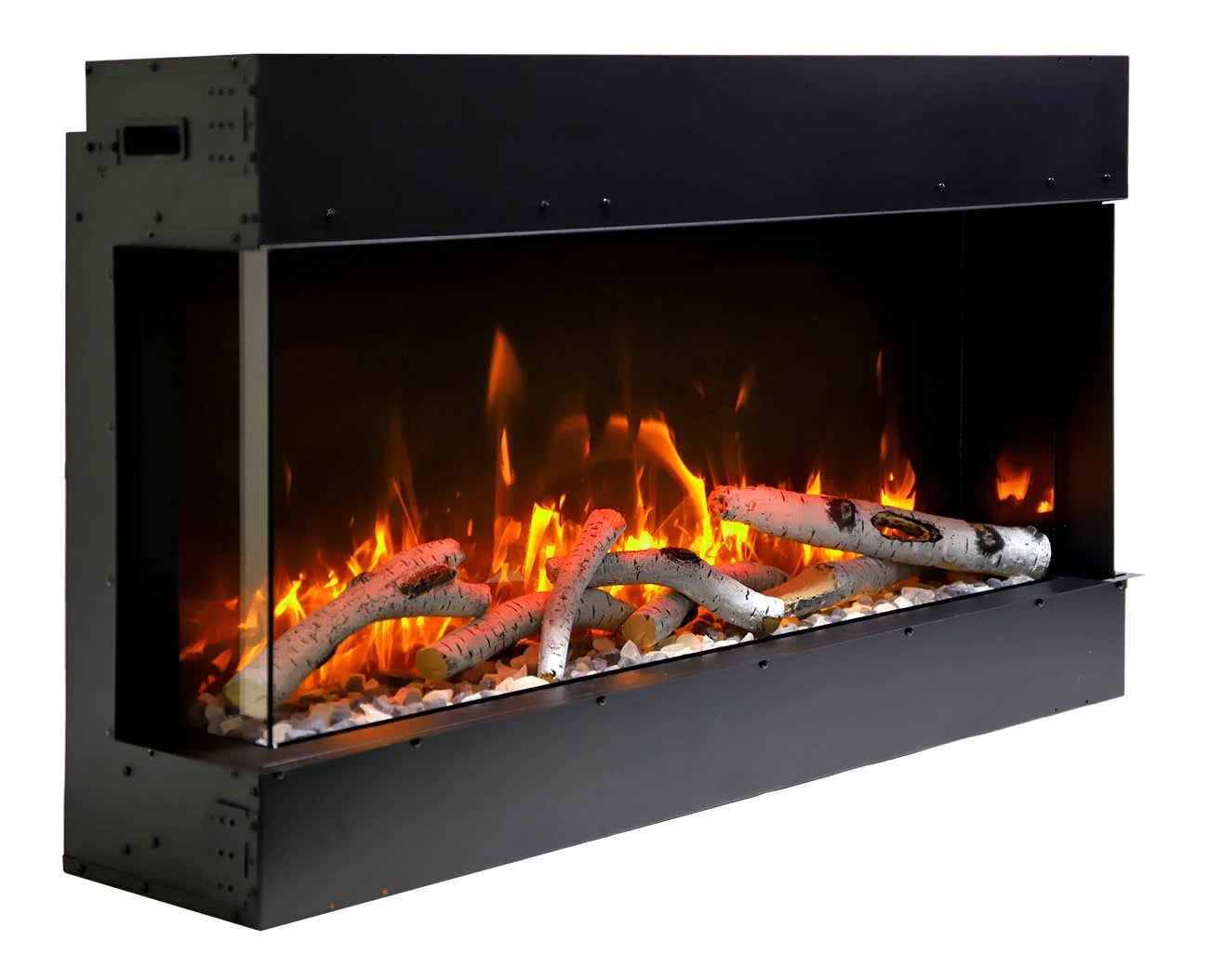 Amantii Tru-View 72" Three Sided Slim Glass Electric Fireplace -72-TRV-slim- Right Facing