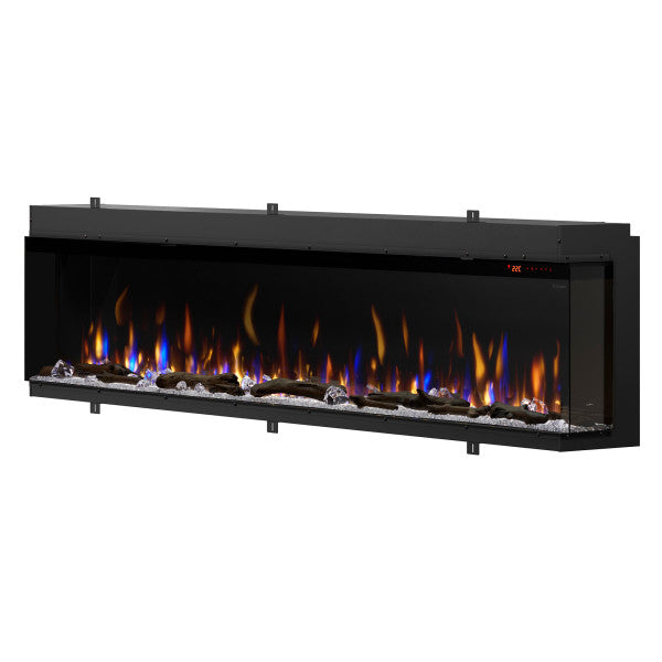 Dimplex IgniteXL Bold 88" Linear Electric Fireplace - X-XLF8817-XD - Left View With Orange and Blue Flames