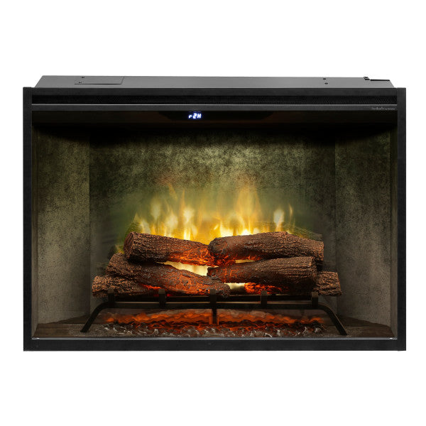 Dimplex Revillusion® 36" Built-In Firebox, Weathered Concrete -X-RBF36WC- Front View With Red Flame