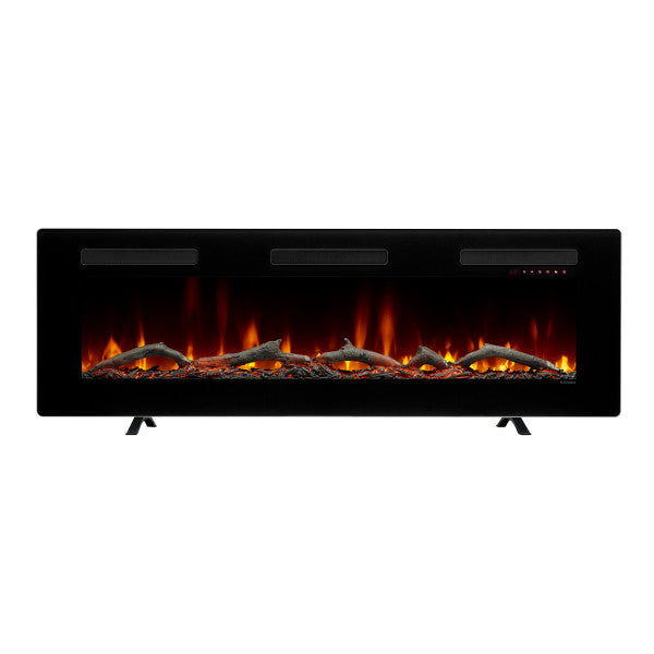 Dimplex Sierra 60" Wall-Mount/Tabletop Linear Electric Fireplace -X-SIL60- Front View With Logs Fuel Bed Table Top