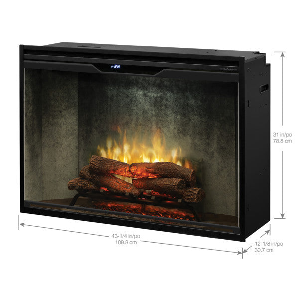 Dimplex Revillusion 42" Built-In Firebox - Weathered Concrete - With Front Glass and Plug Kit