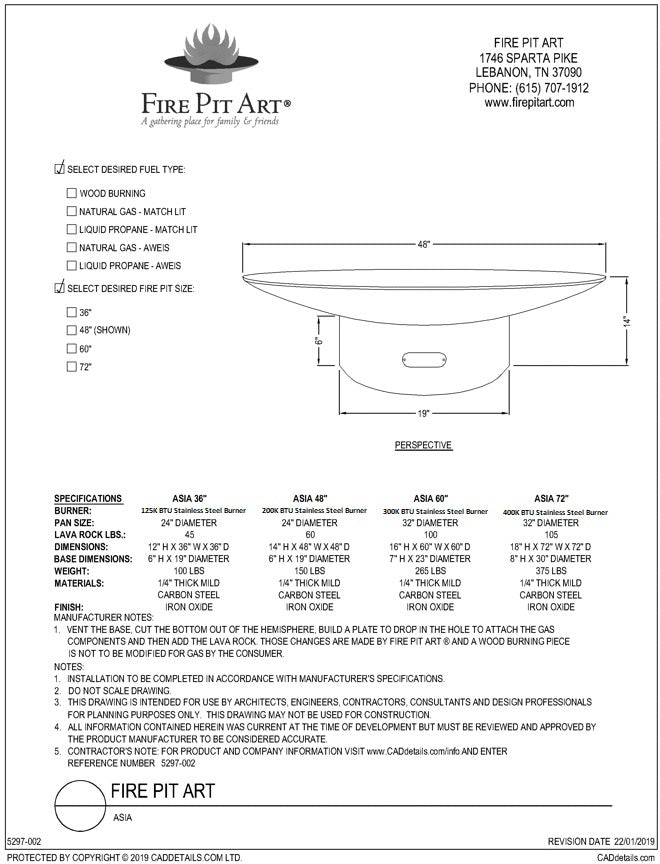 Fire Pit Art - Asia 36" Fire Pit