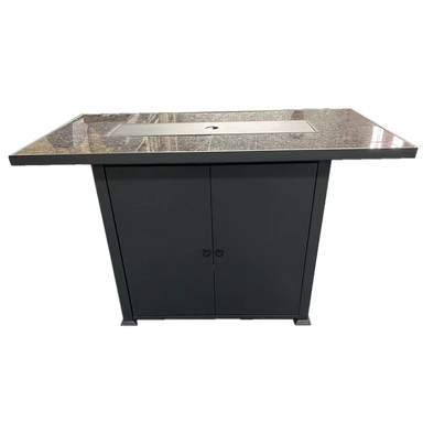 Hiland Fire Pit Rectangular Bar Height Granite Top with Wind Screen -Black- Main View