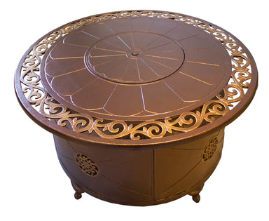 Hiland Firepit Circular Cast Aluminum with Lid- F-1201-FPT- Main View