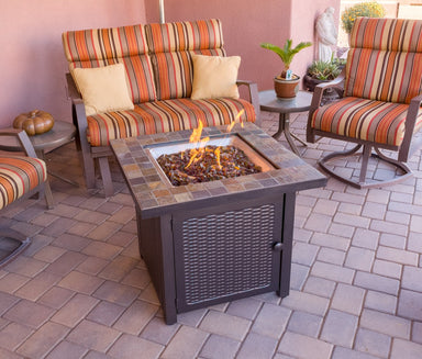 Hiland Square Slate Fire Pit - Bronze- GFT-60843- Lifestyle Patio