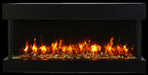 Remii by Amantii 30" BAY-SLIM Series 3 Sided Glass Electric Fireplace- 30 BAY-SLIM- Front View With Brown Mix Fire Glass