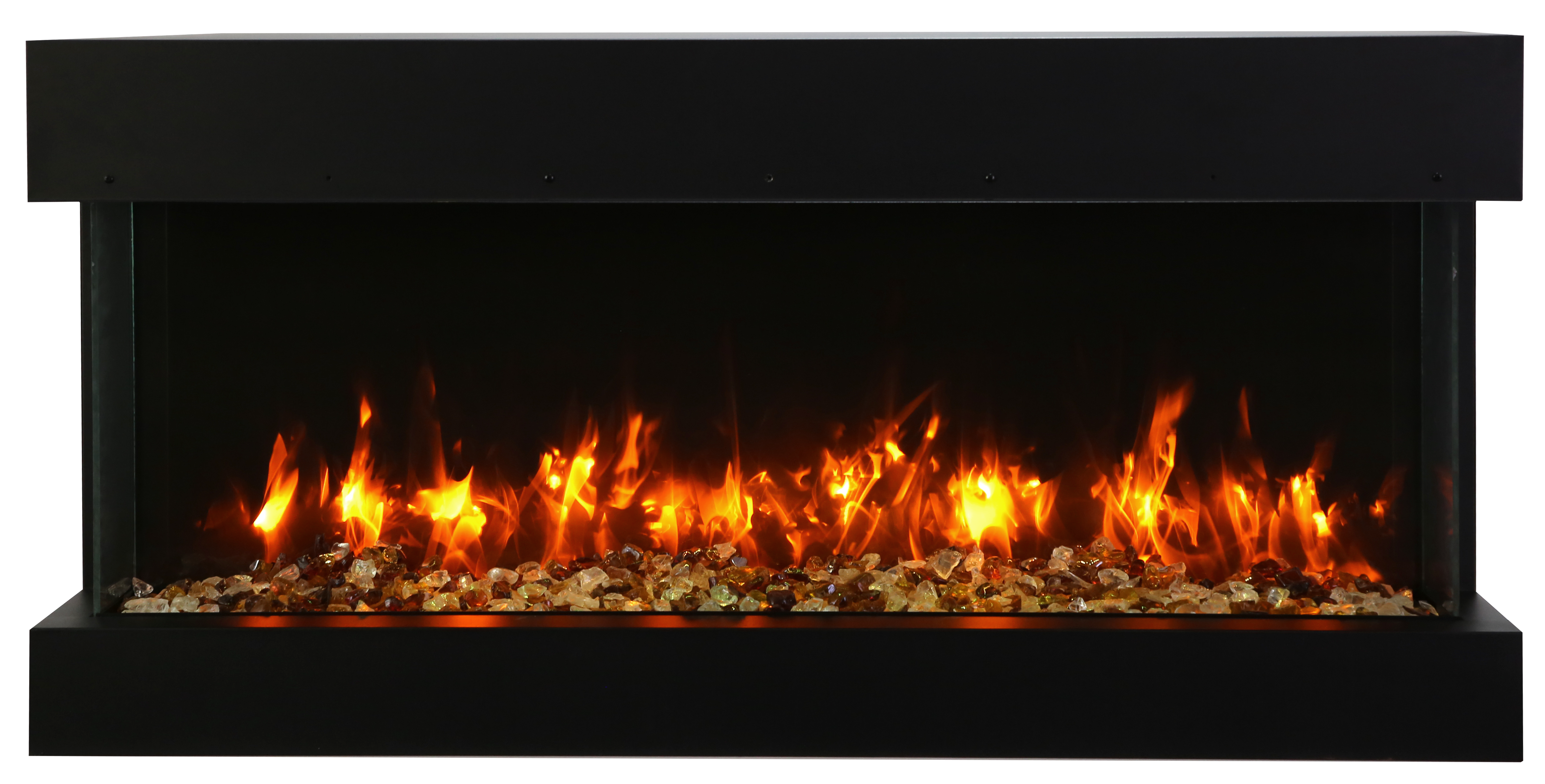 Remii by Amantii 30" BAY-SLIM Series 3 Sided Glass Electric Fireplace- 30 BAY-SLIM- Front View With Brown  Mix