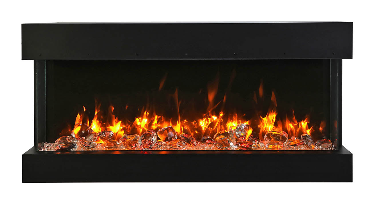 Remii by Amantii 60" BAY-SLIM Series 3 Sided Glass Electric Fireplace- 60-BAY-SLIM- Front View With