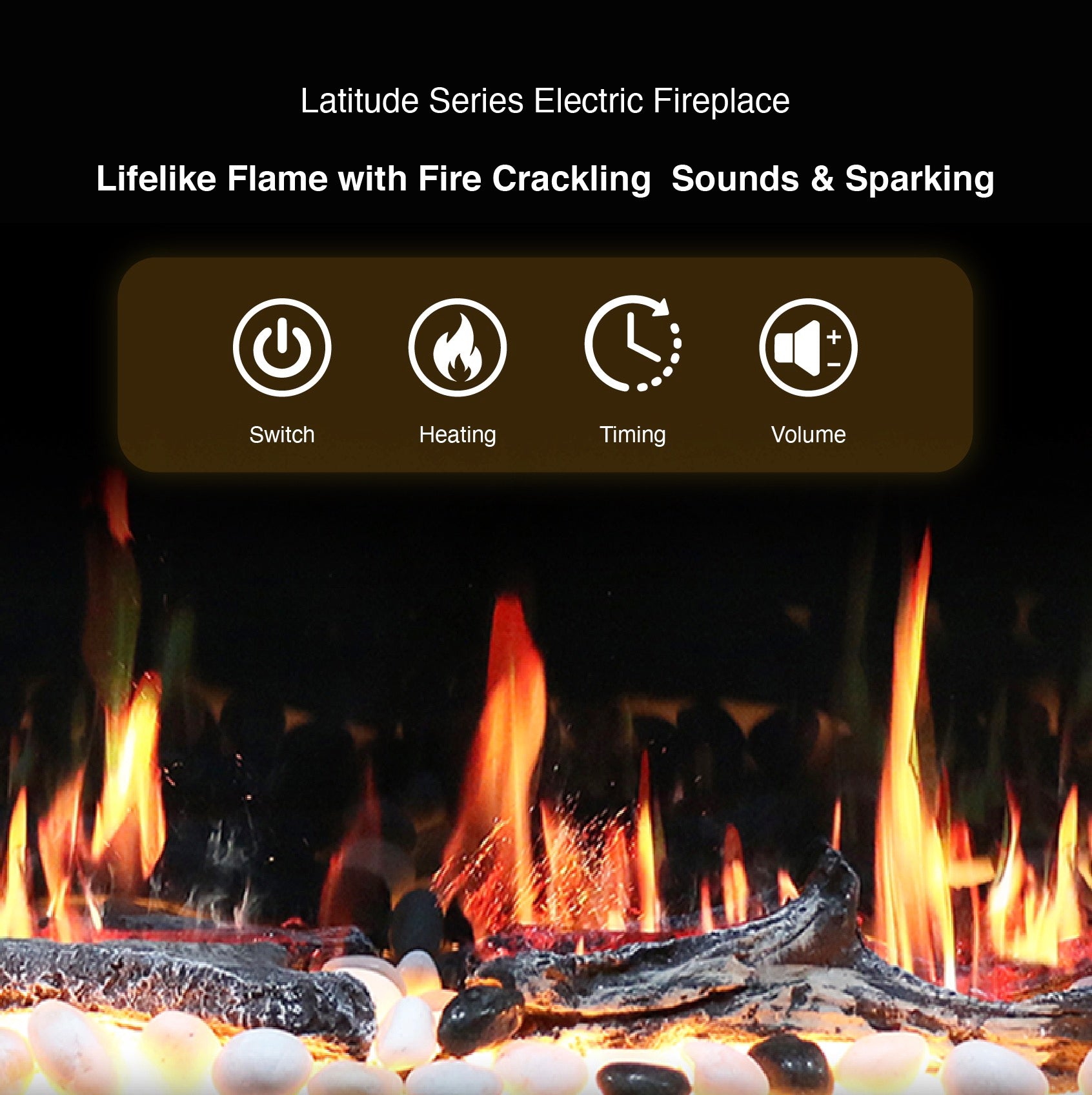 Litedeer Gloria II 58" Seamless Push-in Electric Fireplace (Silver)