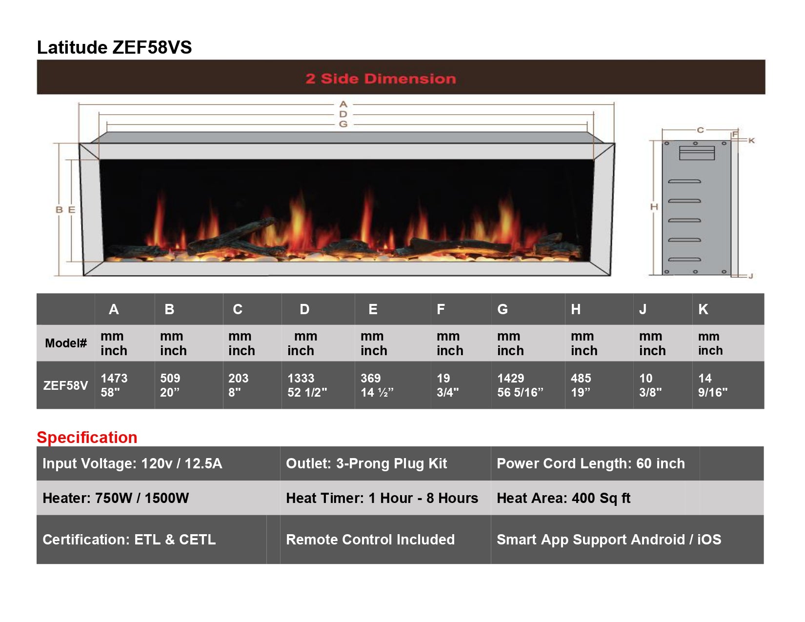 LitedeerGloriaII58SeamlessPush-inElectricFireplace_Silver_-ZEF58XS-Dimensions