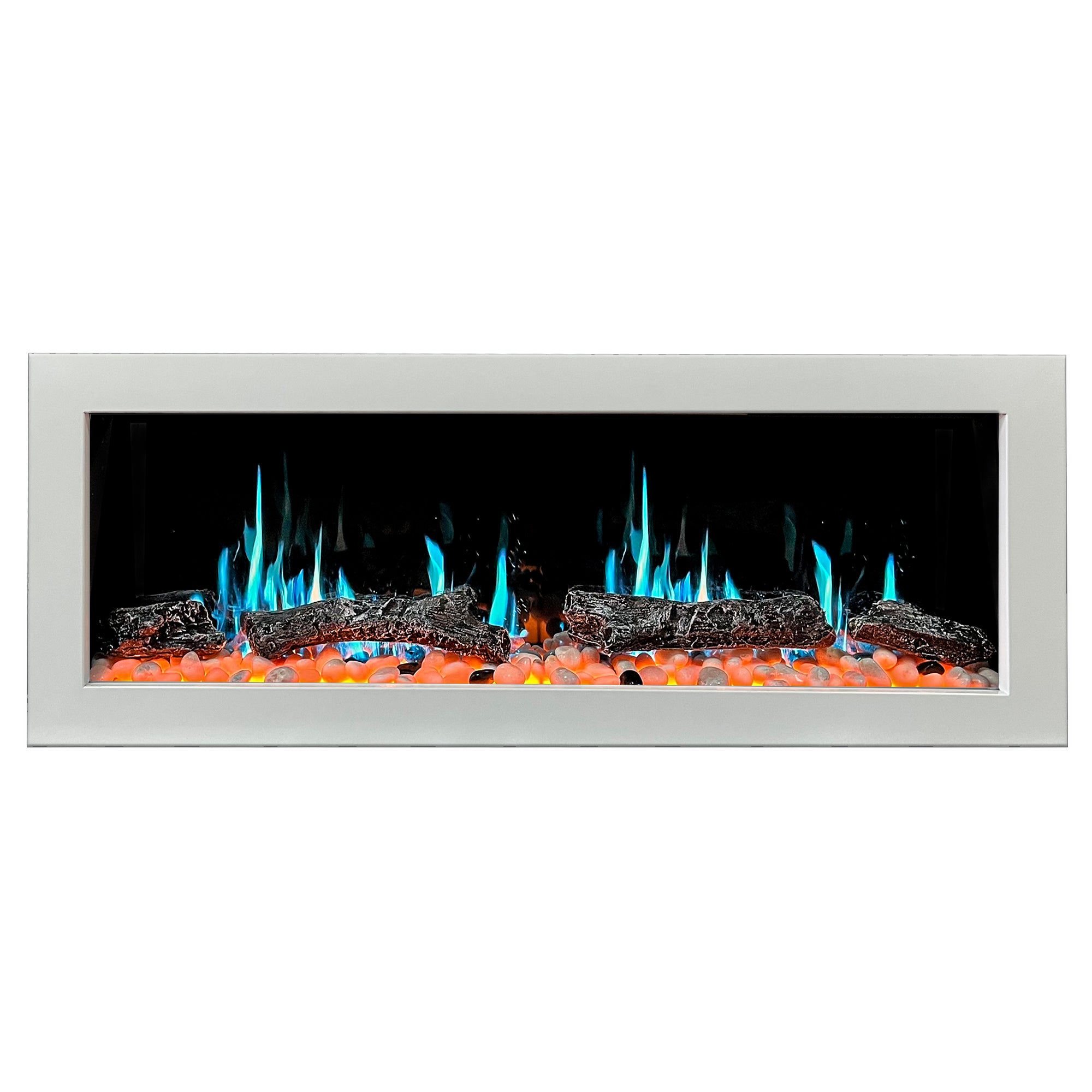 Litedeer Gloria II 58 Seamless Push-in Electric Fireplace_White_-ZEF58VW-Skyblue Flame