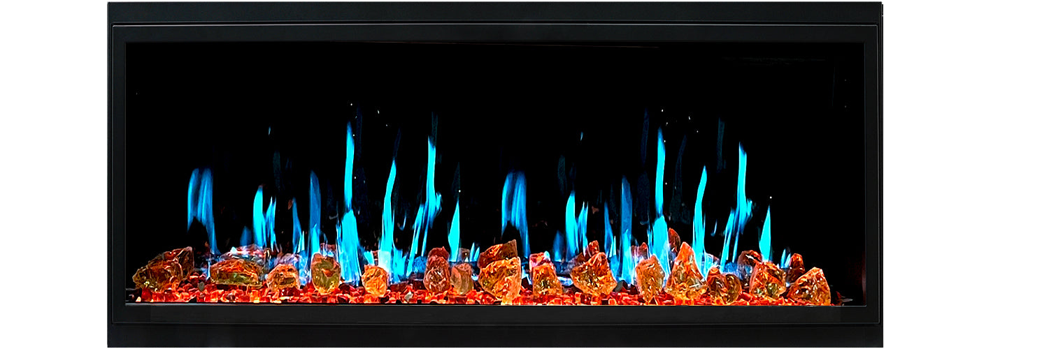 LitedeerLatitude45UltraSlimBuilt-inElectricFireplace_ReflectiveFireGlass_LusterCopper_-ZEF45XA-Blue Flames