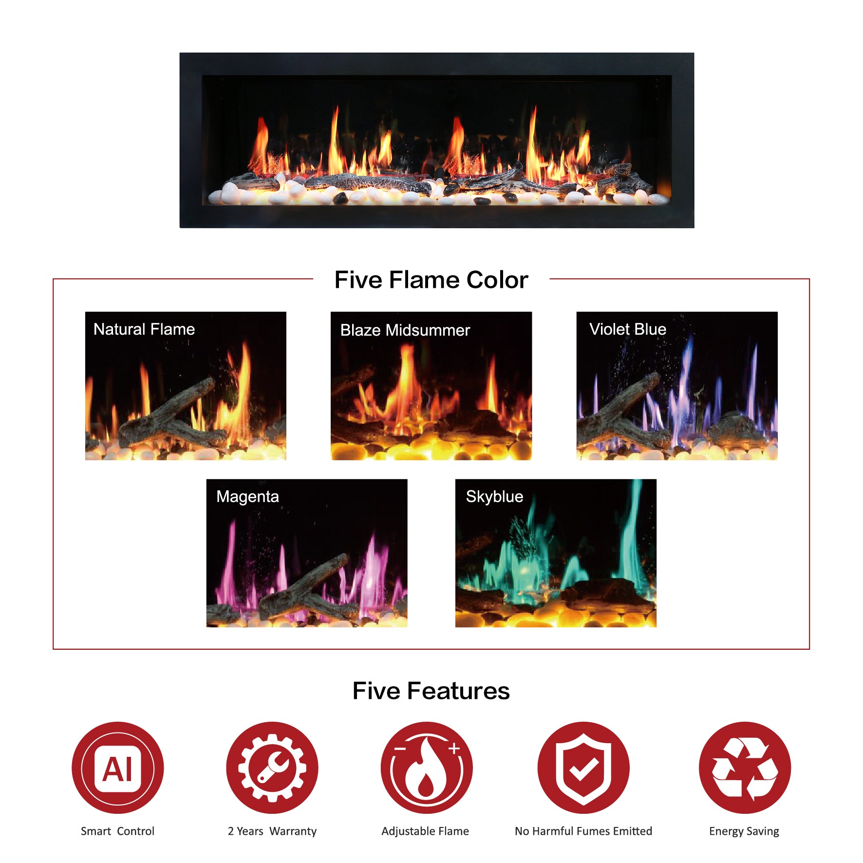 Litedeer Latitude II 48 Seamless Push-in Electric Fireplace_Original_-ZEF48X-Flame Color