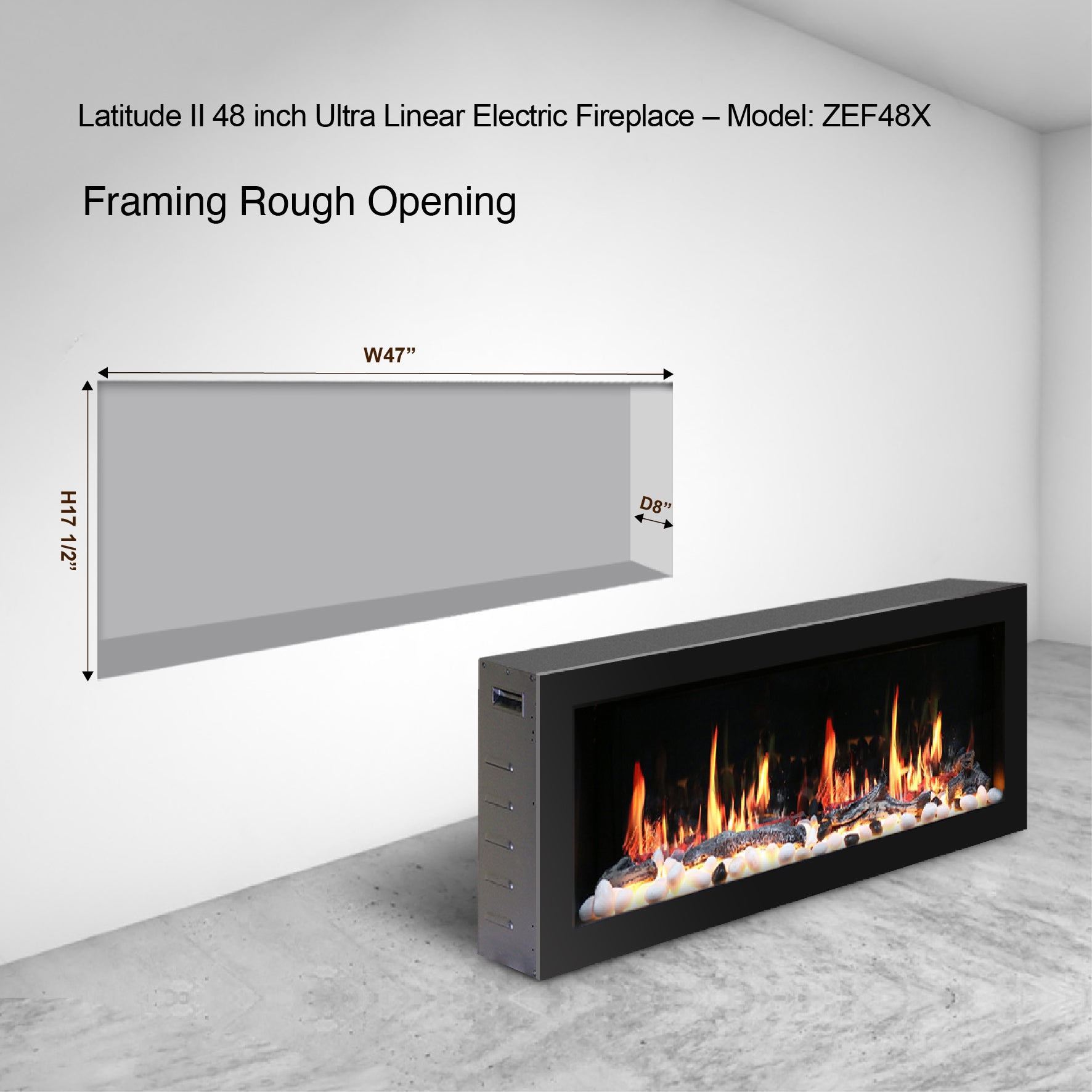 Litedeer Latitude II 48 Seamless Push-in Electric Fireplace_Original_-ZEF48X-Framing