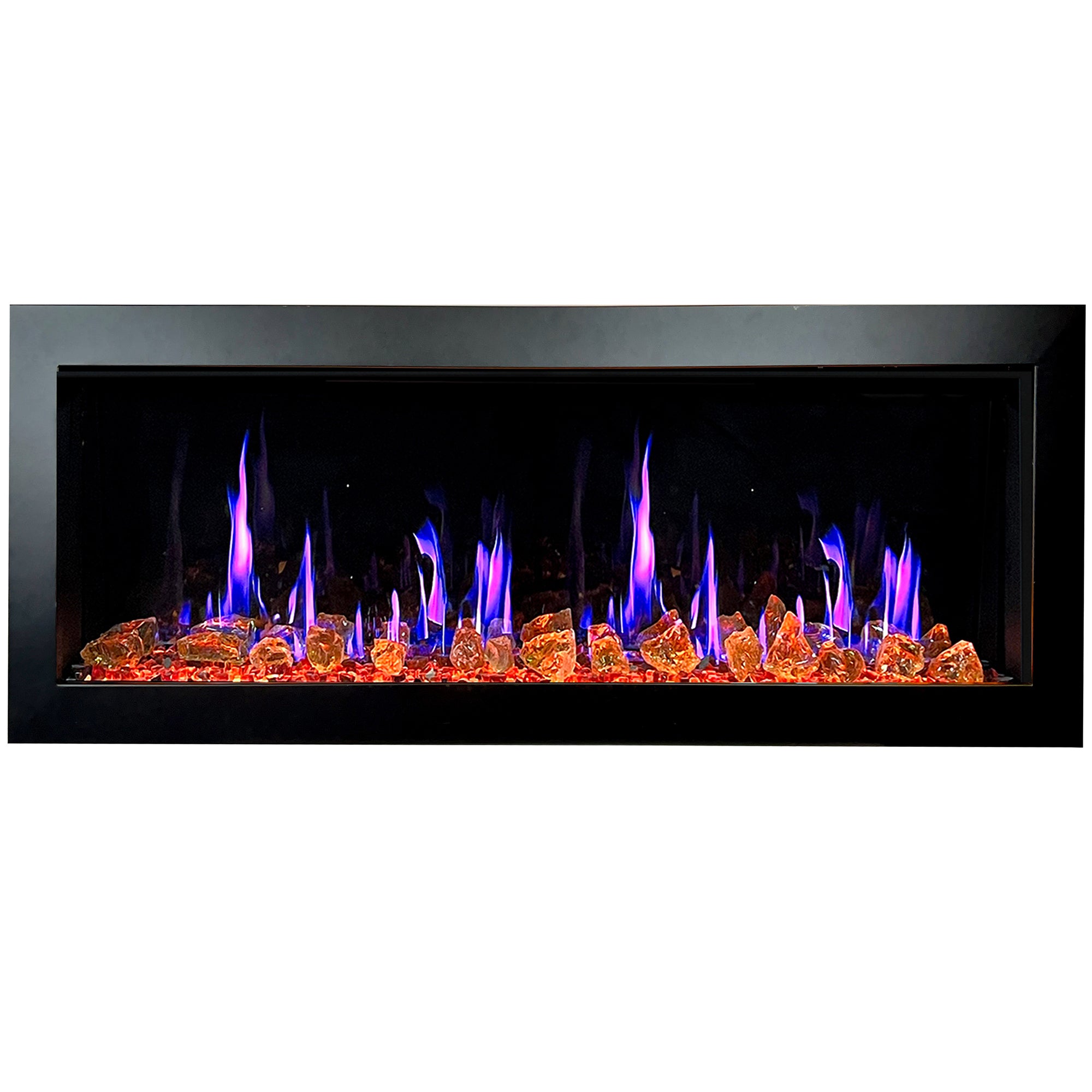 Litedeer Latitude II 48 Seamless Push-in Electric Fireplace_ReflectiveFireGlass_Luster Copper_-ZEF48XA-Magenta Blue