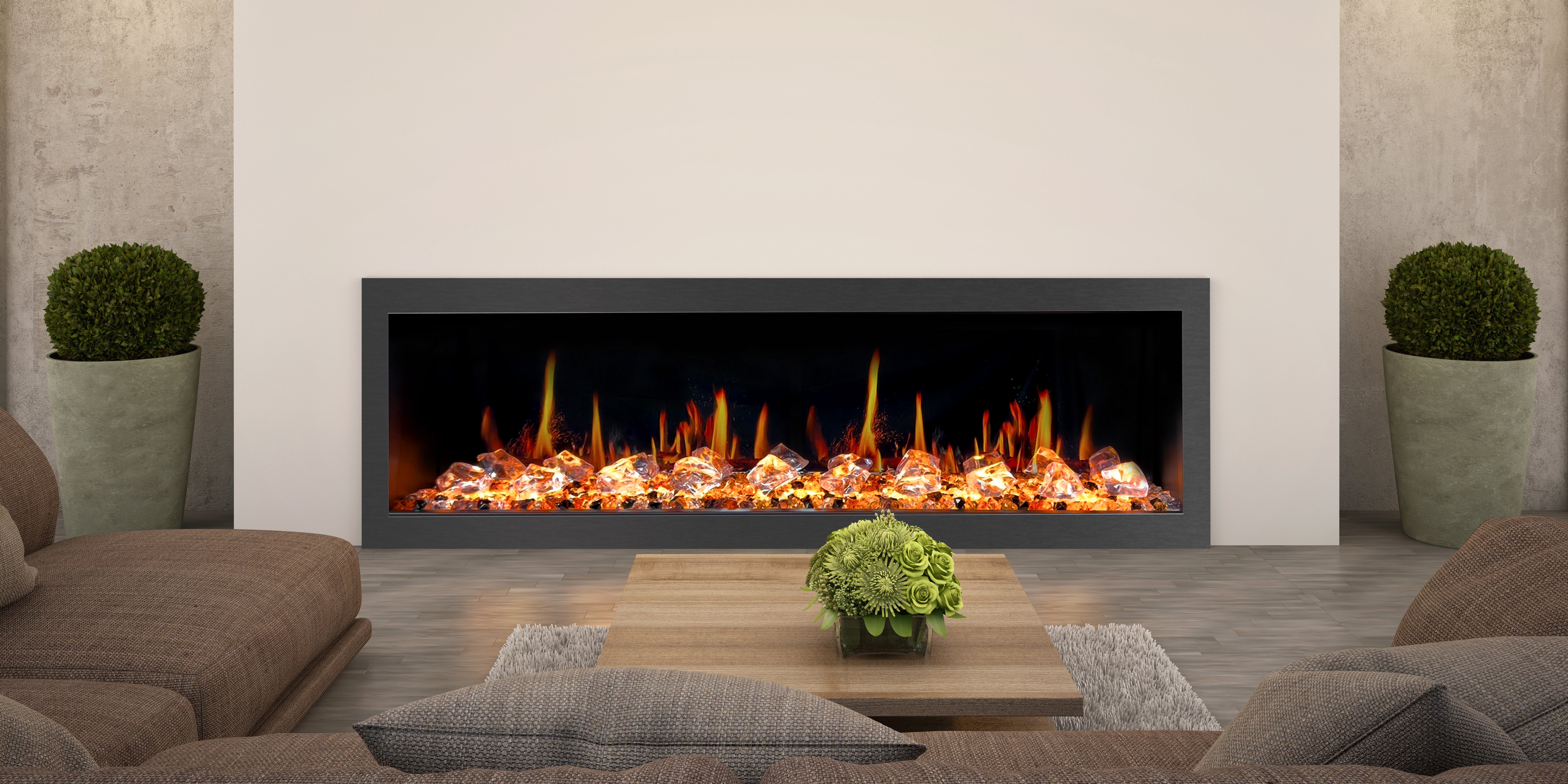 Litedeer Latitude II 58 Seamless Push-in Electric Fireplace_Acrylic Crushed Ice Rocks-ZEF58VC-Wall Mounted