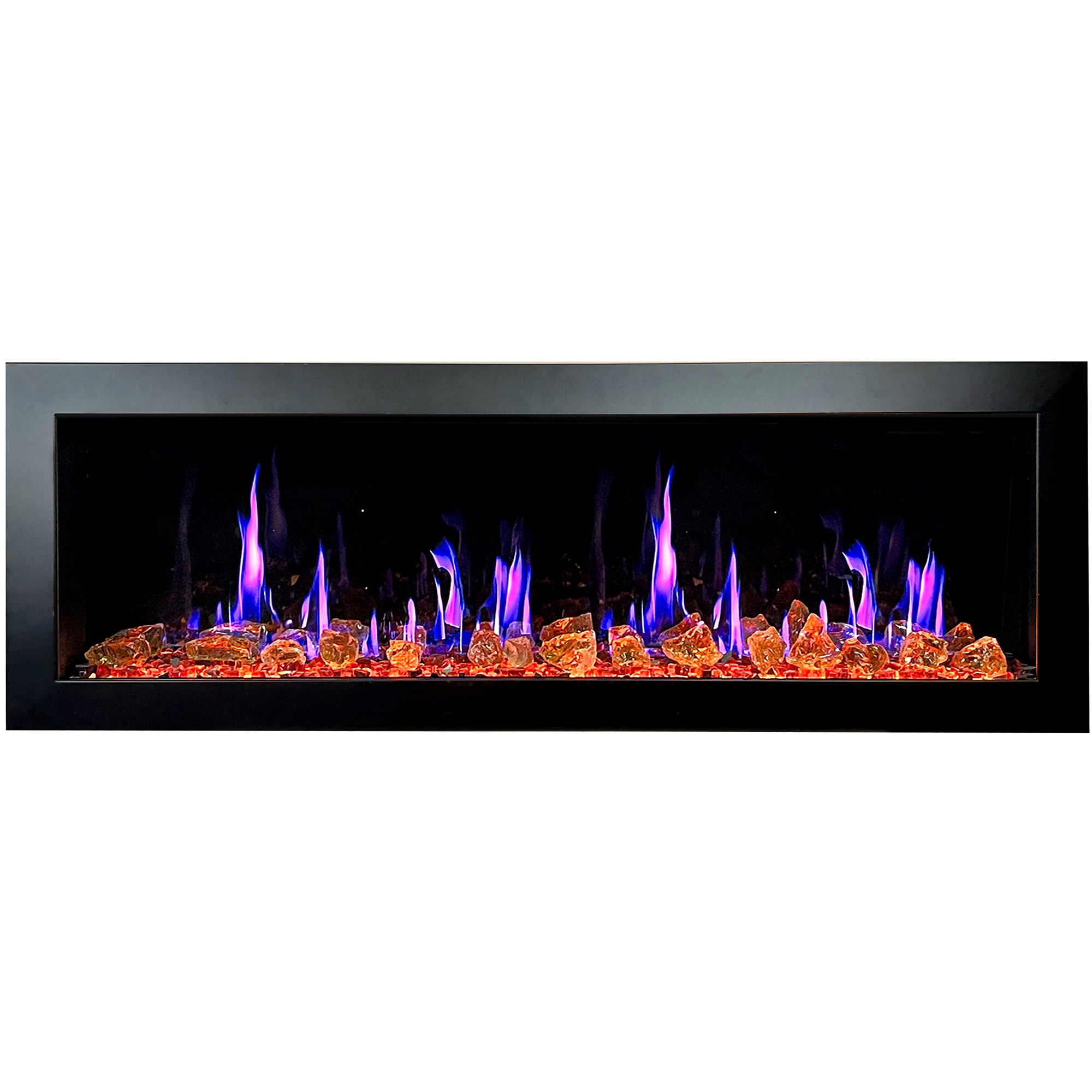 Litedeer Latitude II 58 Seamless Push-in Electric Fireplace_Reflective Fire Glass_Luster Copper_-ZEF58VA-Violet Blue Flame