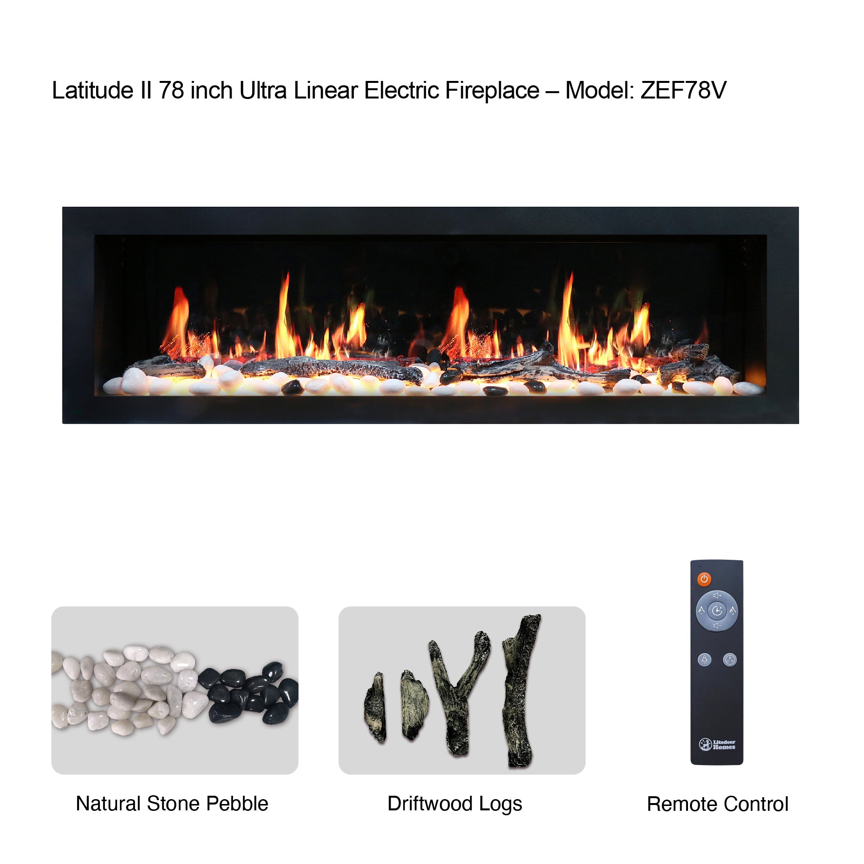 Litedeer Latitude II 78" Seamless Push-in Electric Fireplace (Original)