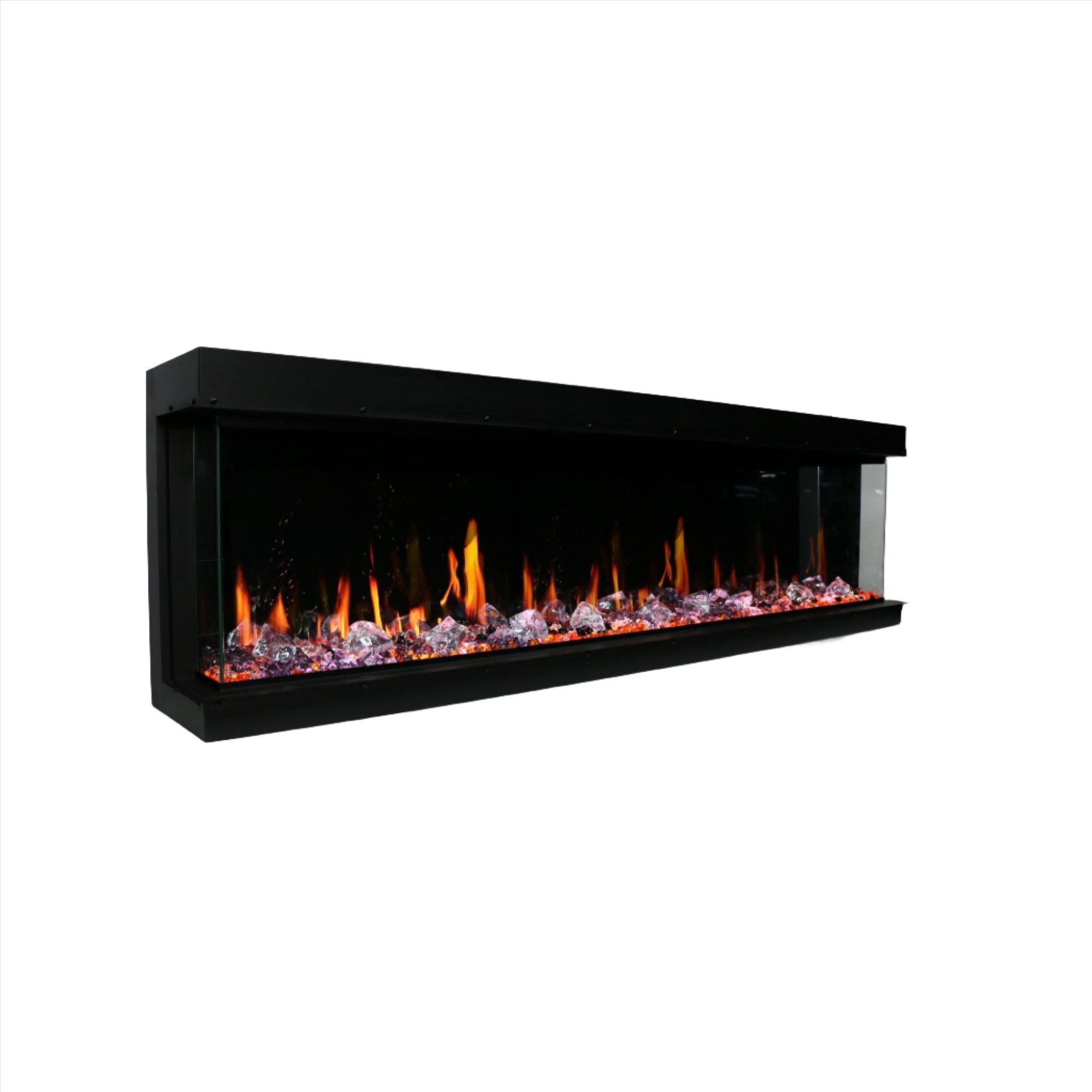 Litedeer Warmcastle 72 inch 3 Side Smart Control Electric Fireplace with Crystal Media_ZEF72T_Left View