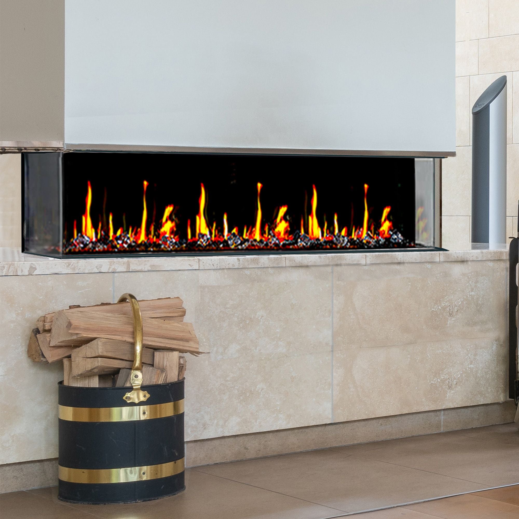 Litedeer Warmcastle 72 inch 3 Side Smart Control Electric Fireplace with Crystal Media_ZEF72T_Lifestyle