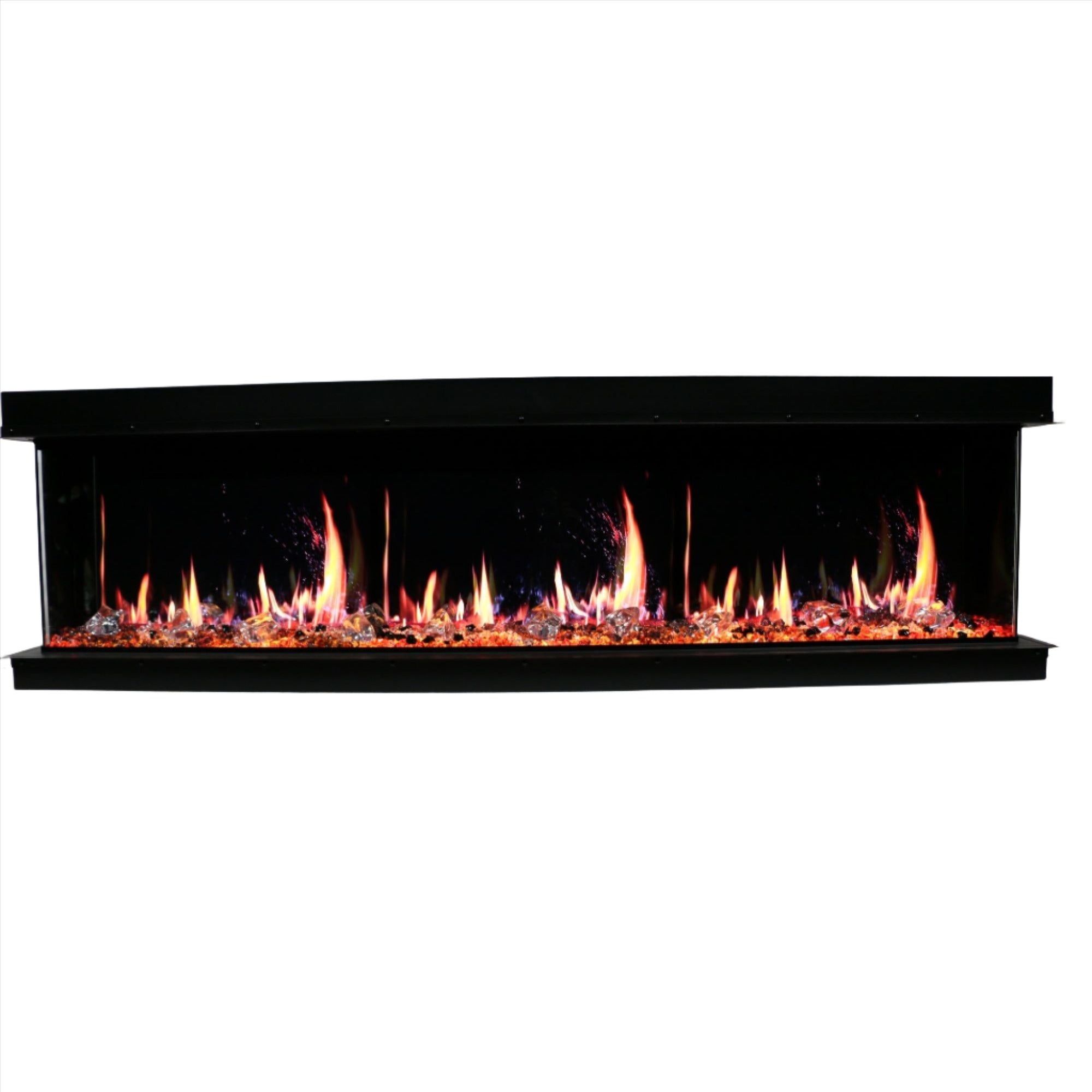 Litedeer Warmcastle 72 inch 3 Side Smart Control Electric Fireplace with Crystal Media_ZEF72T_Natural Flame