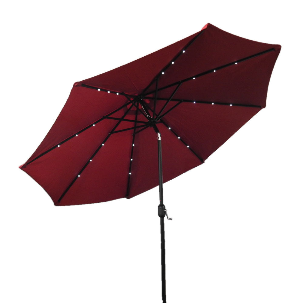 Hiland Solar Market Umbrella with Lights - Red