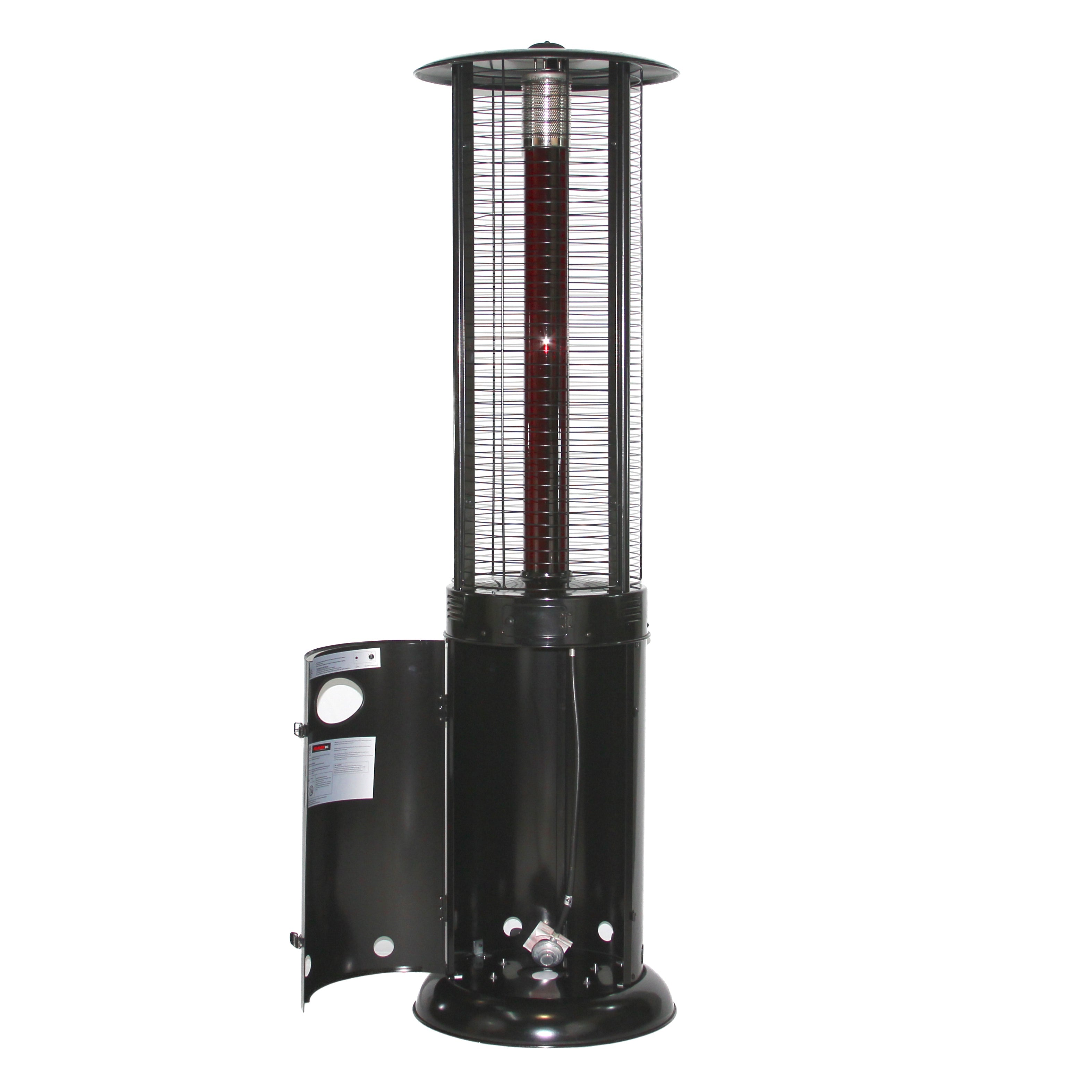 RADtec 80 Ellipse Flame Propane Patio Heater - Black with Ruby Glass 41,000 BTU  - 80-ELL-FLM-HT - Open Tank