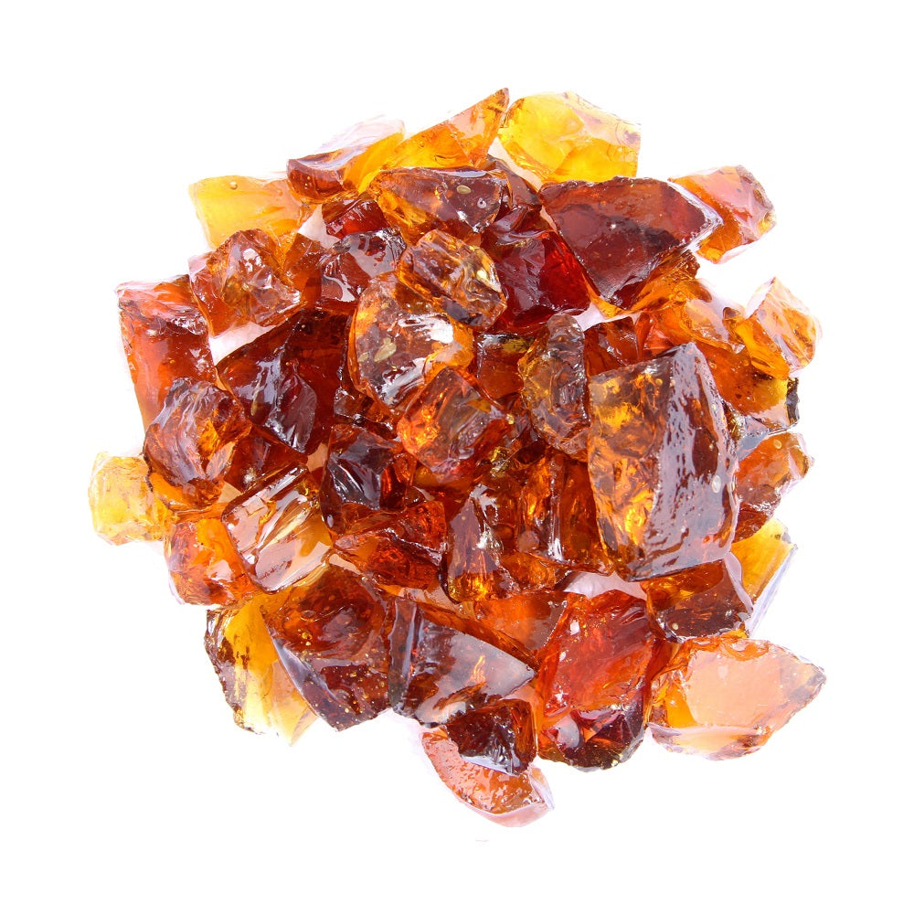 Hiland Recycled Fire Glass for Fire Pits - Amber