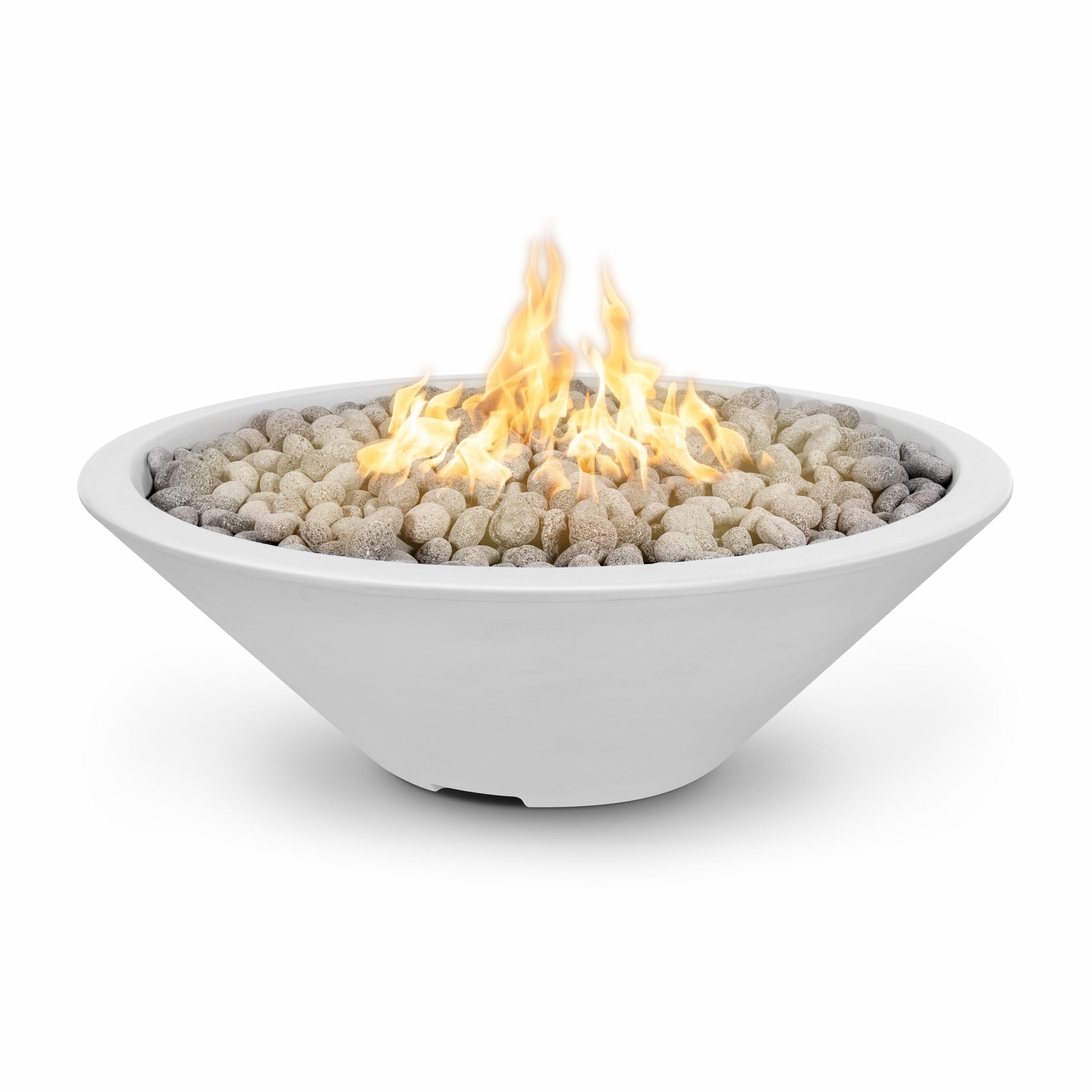 The Outdoor Plus 48" Narrow Ledge Round Cazo Fire Pit - GFRC Concrete - Liquid Propane- White