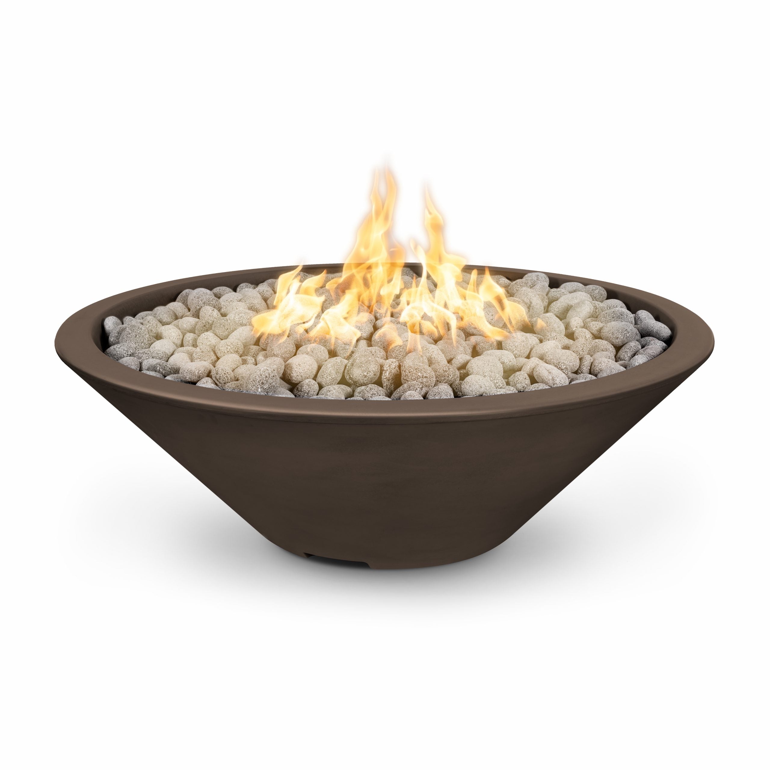 The Outdoor Plus 60" Narrow Ledge Round Cazo Fire Pit -GFRC Concrete - Chocolate