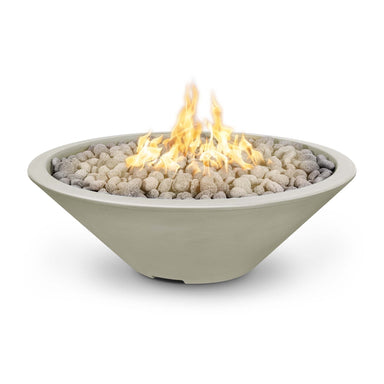 The Outdoor Plus 60" Narrow Ledge Round Cazo Fire Pit -GFRC Concrete - Match Lit - Liquid Propane- Main View Ash Color