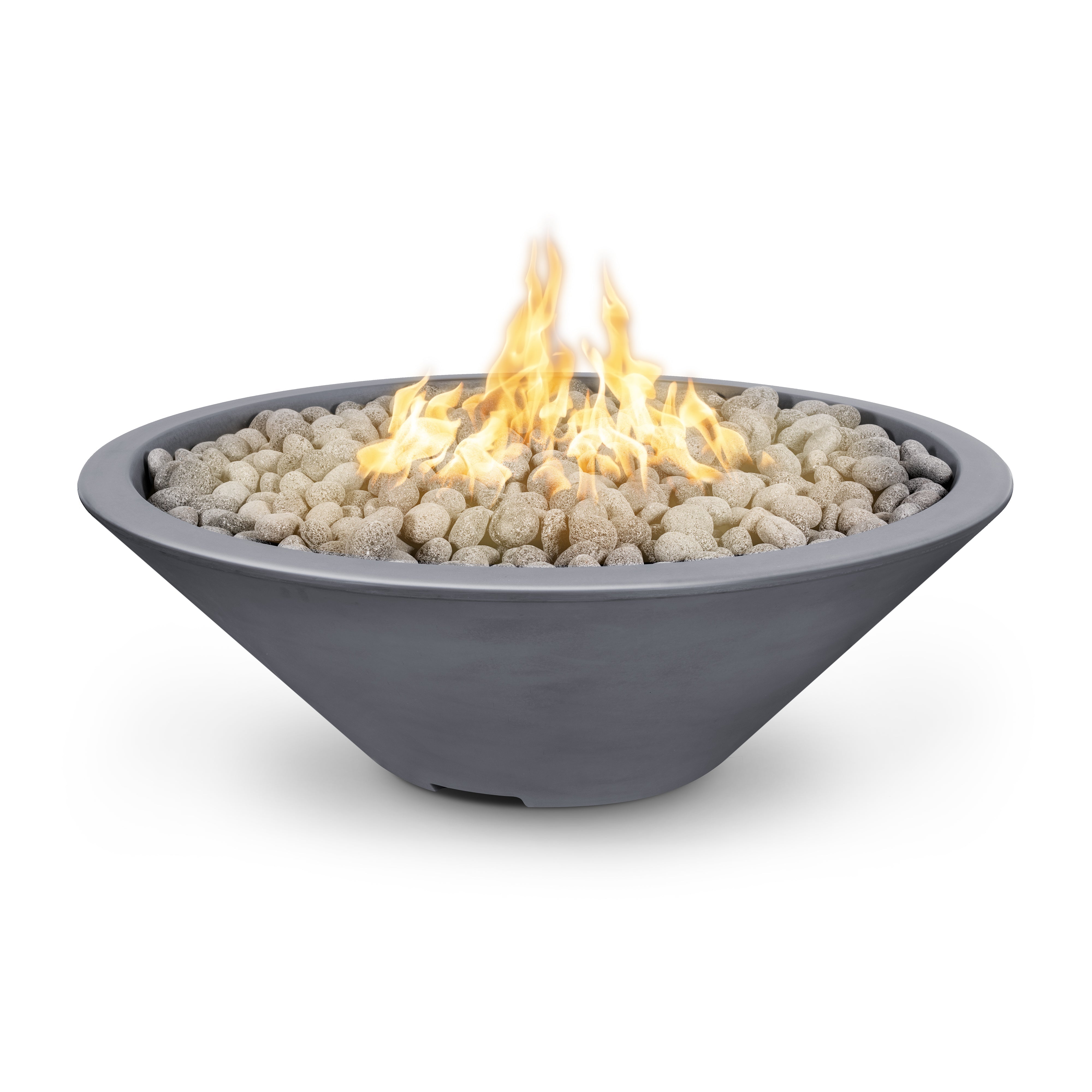 The Outdoor Plus 60" Narrow Ledge Round Cazo Fire Pit - GFRC Concrete - Spark Ignition with Flame Sense -Liquid Propane- Gray