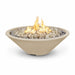 The Outdoor Plus 60" Narrow Ledge Round Cazo Fire Pit - GFRC Concrete - Spark Ignition with Flame Sense -Liquid Propane- Vanilla