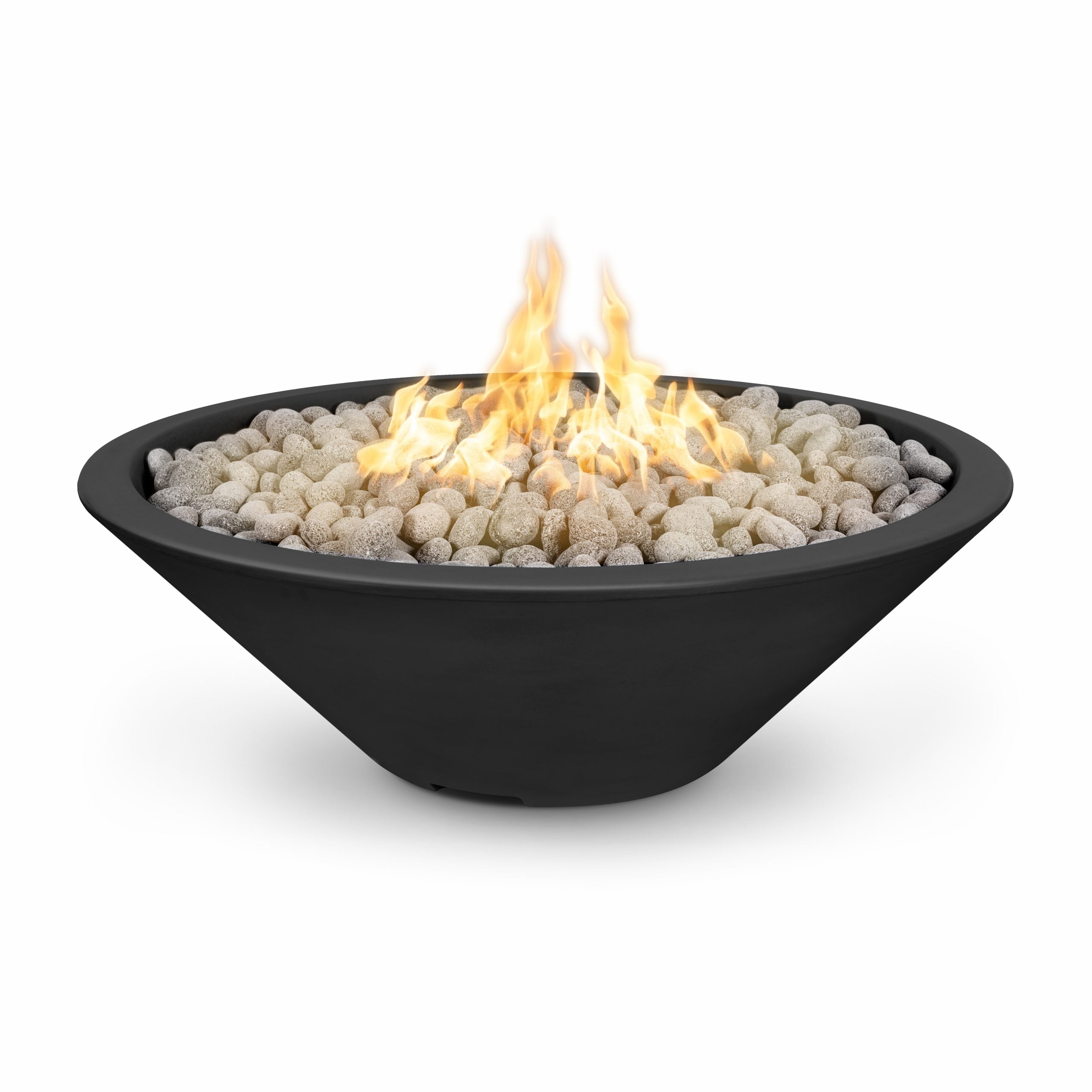 The Outdoor Plus 60" Narrow Ledge Round Cazo Fire Pit-GFRC Concrete -Spark Ignition with Flame Sense -Natural Gas- Black