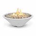 The Outdoor Plus 60" Narrow Ledge Round Cazo Fire Pit-GFRC Concrete -Spark Ignition with Flame Sense -Natural Gas- White