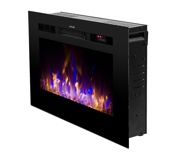 Touchstone - The Sideline 28" Recessed Electric Fireplace -80028- Left View Multicolor Flames