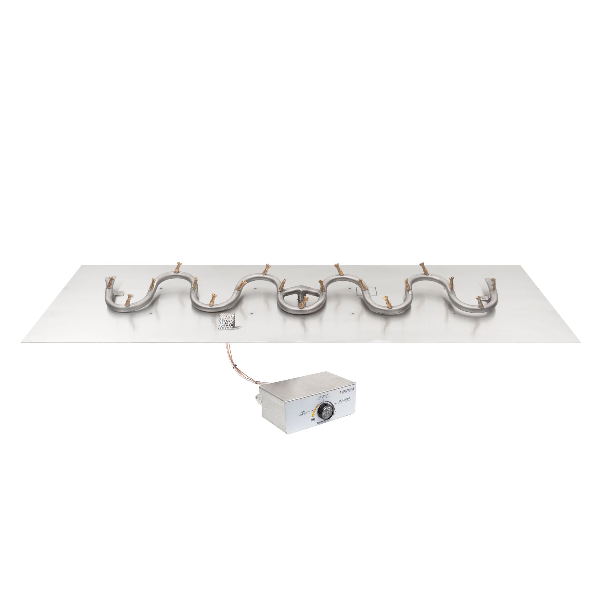 The Outdoor Rectangular Flat Pan with Stainless Steel Switchback Bullet Burner